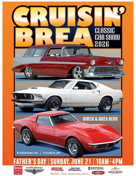 Cruisin' Brea Classic Car Show flyer June 2026